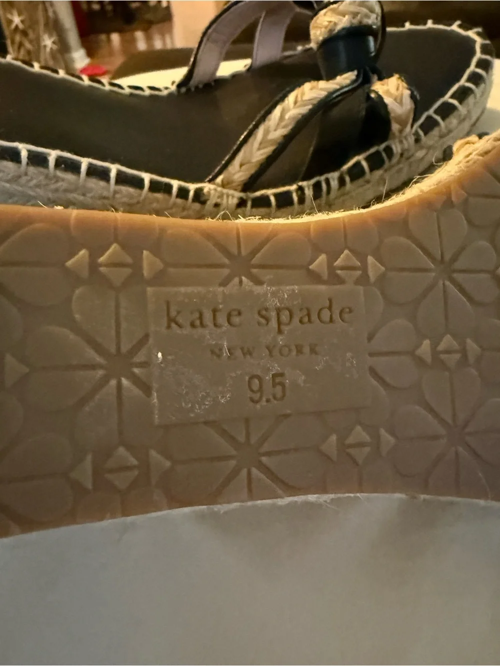 kate spade Black and Natural Rope Knot Espadrille Sandals